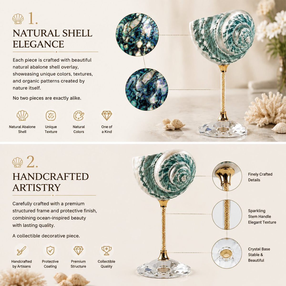🌊🐚Handcrafted Natural Conch Shell Wine Goblet