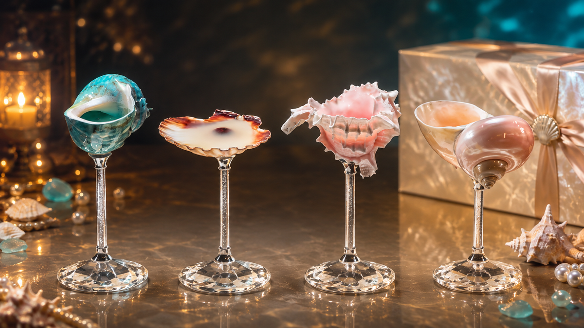 🌊🐚Handcrafted Natural Conch Shell Wine Goblet