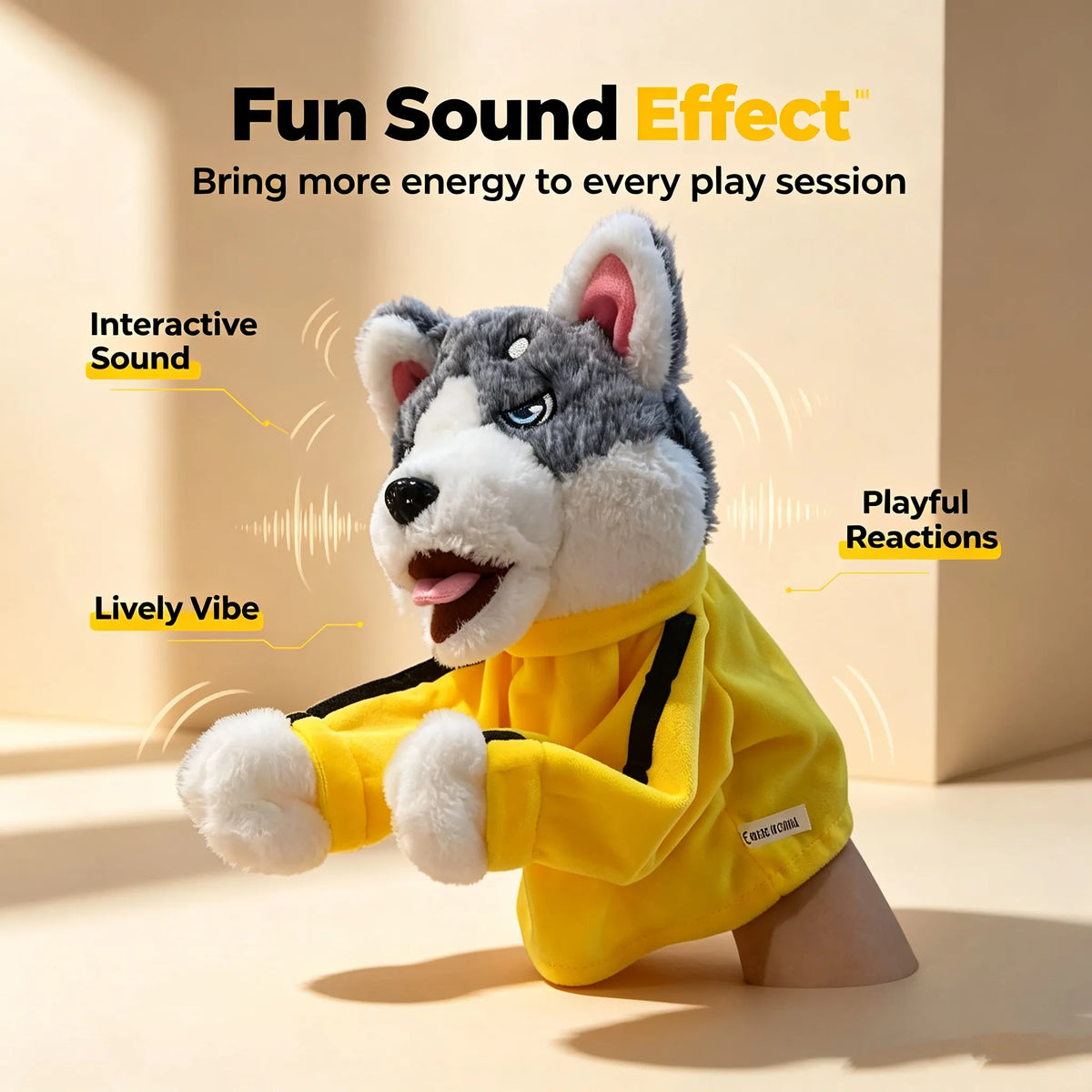 Interactive Boxing Husky Hand Puppet Toy with Sound Effects - view 5