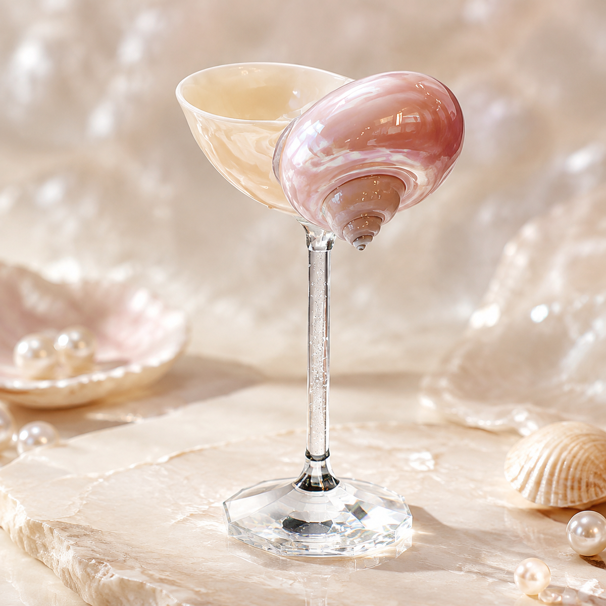 🌊🐚Handcrafted Natural Conch Shell Wine Goblet