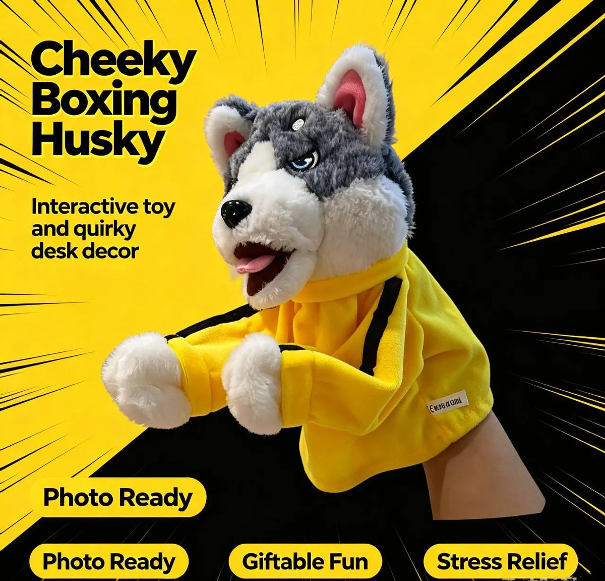 Interactive Boxing Husky Hand Puppet Toy with Sound Effects - view 4