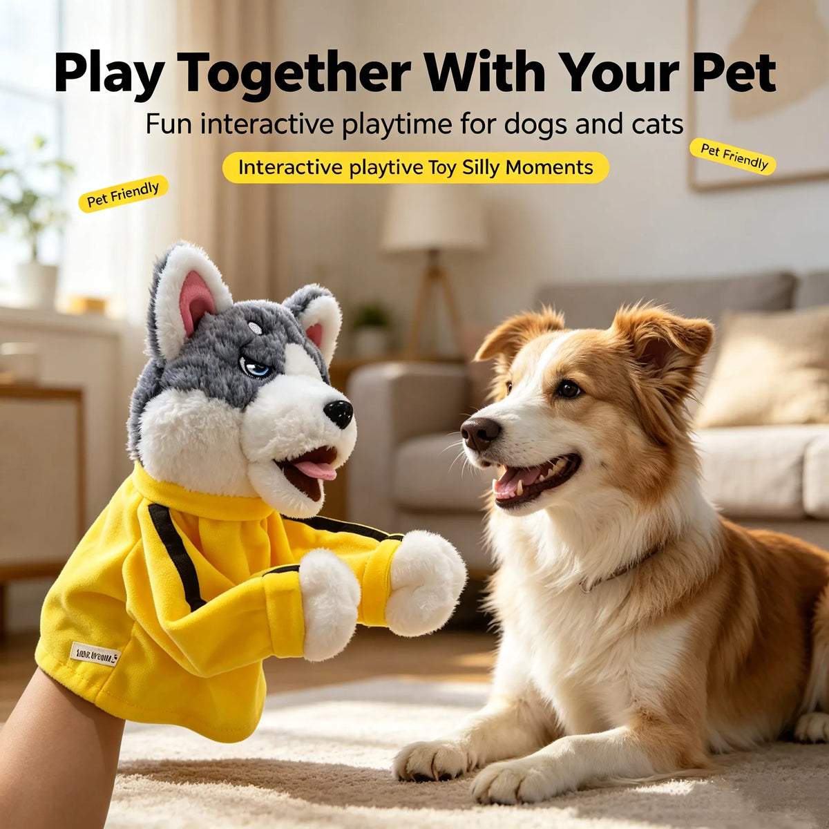 Interactive Boxing Husky Hand Puppet Toy with Sound Effects - view 6