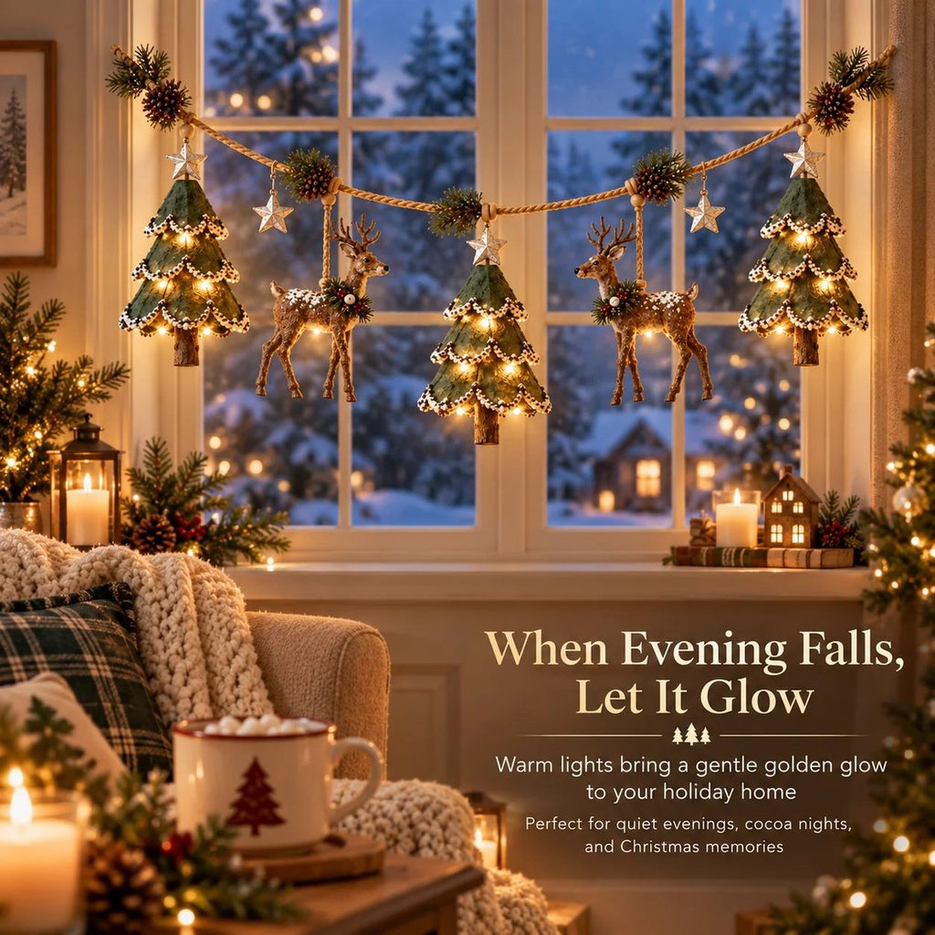 🦌 Lighted Woodland Christmas Garland