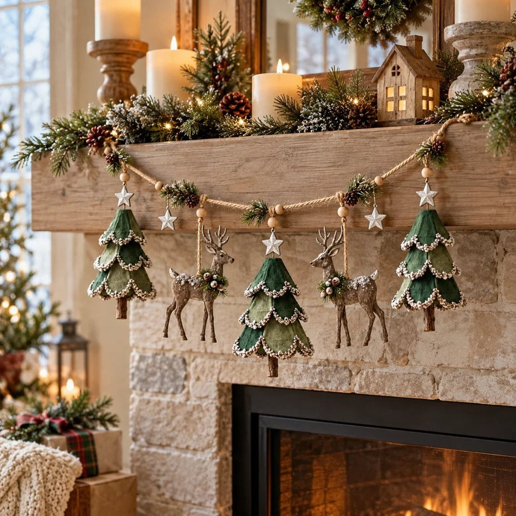 🦌 Lighted Woodland Christmas Garland